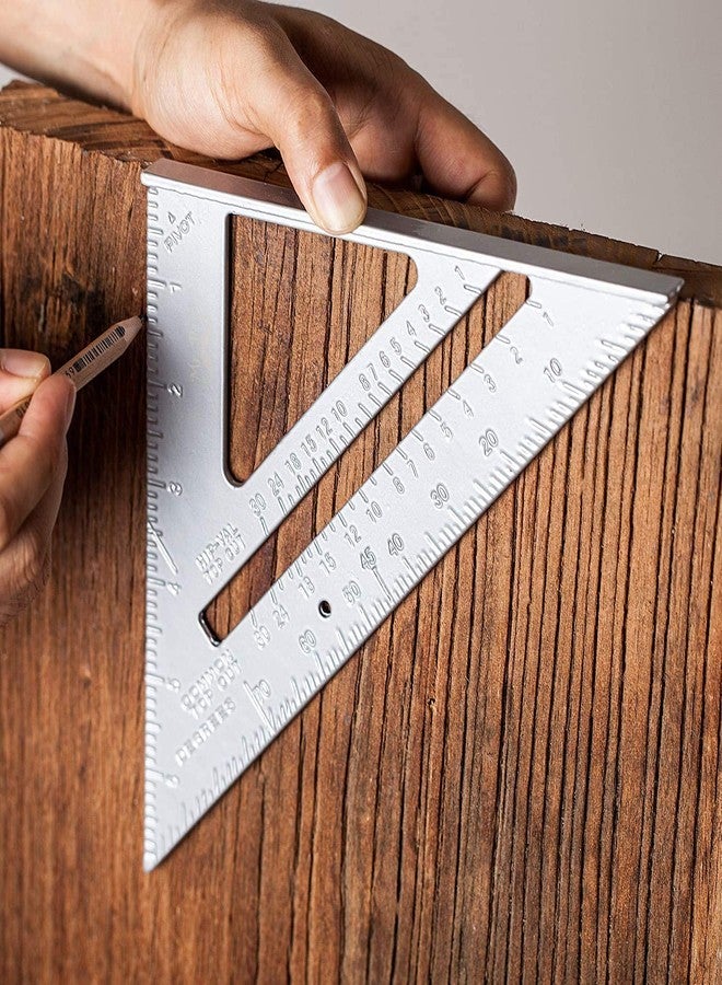 Afrodite Aluminum Alloy Double Side 90 degree Right Angle Triangle Scale Ruler with Metric Inch Measurement Hand Tool | set square - Image 3